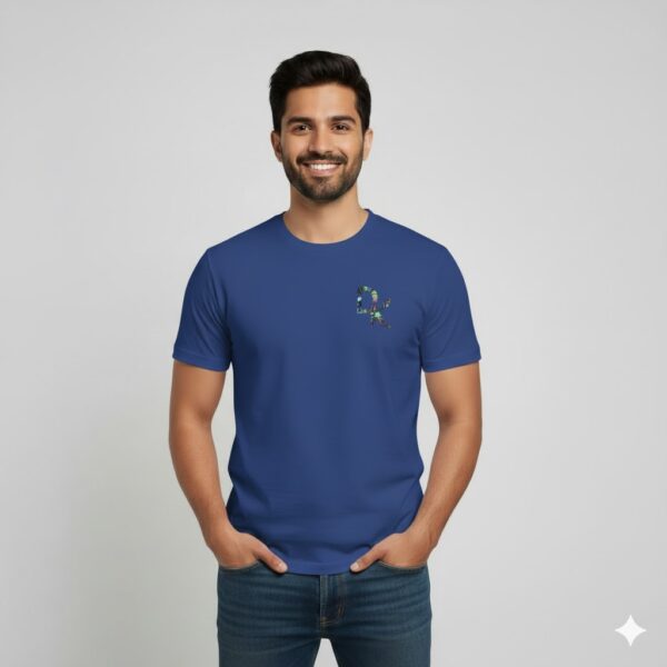 Custom Hand-Embroidered Floral Initials Cotton T-Shirt