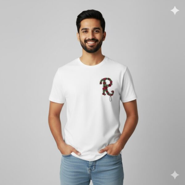 Floral Monogram “R” Embroidered  T-Shirt