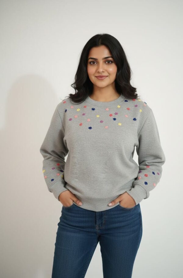 Floral Stitch Comfort Sweatshirt