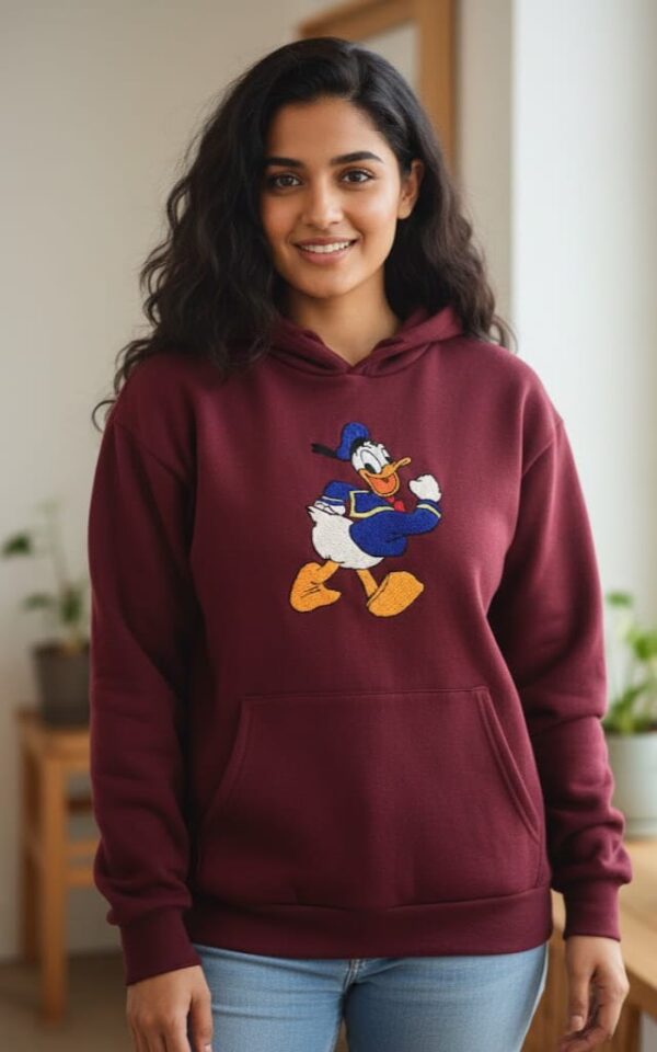 Cute Cartoon Duck Embroidered Hoodie