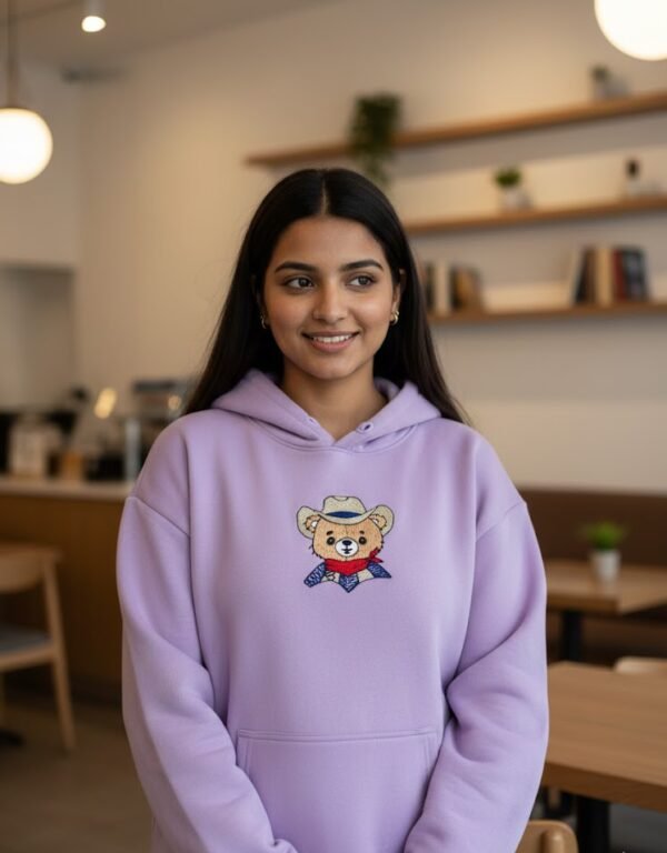 Cute Teddy Charm – Hand Embroidered Sweatshirt